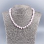 Natural Stone Necklace Pink Quartz, Faceted Opaque Beads, Diameter 8mm, Length 48cm