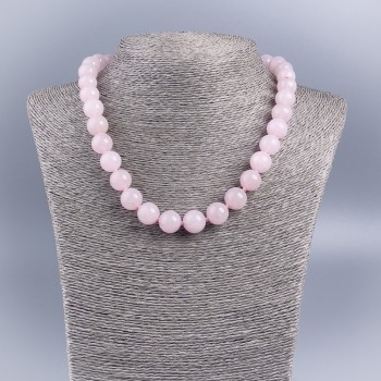 Pink Quartz Necklace with a Smooth Bead, 12 mm Diameter ±, 48 cm Length ±