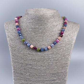 Necklace of natural semiprecious stones: Faceted Cube Gemstones, 7 mm diameter, 48 cm length