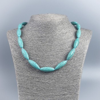 Necklace Green Turquoise (Pressed) Bicone, diameter 10x29mm+-, length 52cm+-