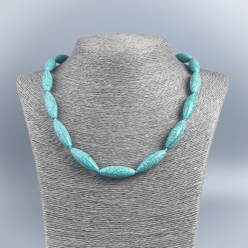 Necklace Green Turquoise (Pressed) Bicone, diameter 10x29mm+-, length 52cm+-