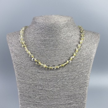 Natural citrine gemstone necklace with faceted beads, 7x10 mm diameter, 50 cm long
