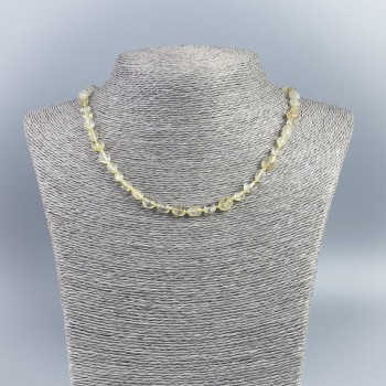 Natural Stone Necklace Hairy Quartz Rutile Faceted Bead, diameter 6x7 mm, length 50 cm