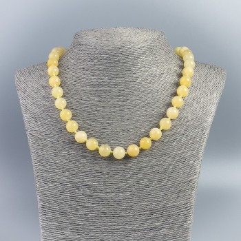 Citrine gemstone necklace, opaque smooth bead, diameter 10.5 mm, length 48 cm