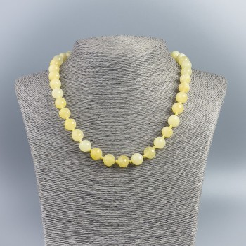 Citrine gemstone necklace with opaque faceted beads, 10mm diameter, 48 cm length