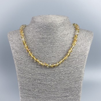 Natural Citrine Necklace, Faceted Bead, 8 mm Diameter, 48 cm Length