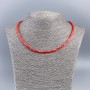 Choker necklace of natural mother-of-pearl (tone ) bright red smooth rondelle, diameter 4×2 mm, length 48 cm