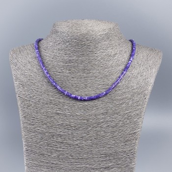 Natural Mother-of-Pearl Necklace-Choker (tone) Dark Lavender Smooth Rondel, Diameter 4×2 mm ±, Length 48 cm