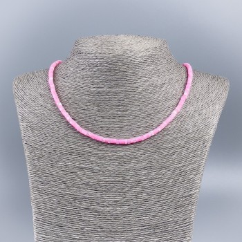 Natural Mother-of-Pearl Necklace-Choker (tone) Light Pink Smooth Rondel, Diameter 4×2 mm+-, Length 48 cm+