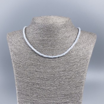 Natural Mother-of-Pearl Necklace-Choker (tone) White Cool Smooth Rondelle, Diameter 4x2 mm +/- Length 48 cm +/-