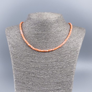 Carrot-colored natural mother-of-pearl bead choker, smooth rondelle, diameter 4x2 mm, length 48 cm