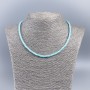 Choker necklace made of natural mother-of-pearl (tone) azure smooth rondelle, 4x2 mm diameter, length 48 cm