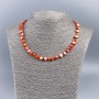 Necklace of natural mother-of-pearl (tone) orange chips, 8 mm diameter, 50 cm length
