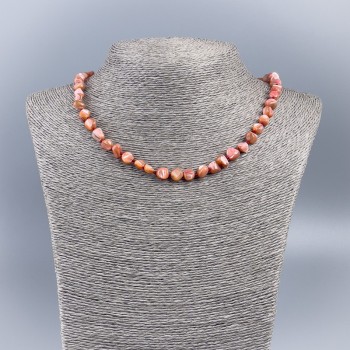 Natural mother-of-pearl necklace (tone ) terracotta chip, 8 mm diameter ±, length 50 cm+