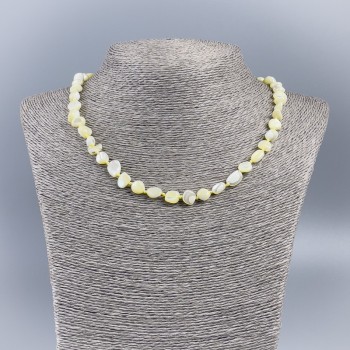 Necklace of natural mother-of-pearl (tone) light yellow nugget beads, diameter 8 mm+-, length 50 cm+
