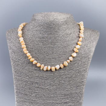 Natural mother-of-pearl necklace (carrot tone) carrot crumb beads, 8 mm diameter, 50 cm long