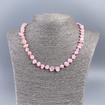 Natural Mother-of-Pearl Necklace (tone) Pink chips, Diameter 8–10 mm, Length 50 cm