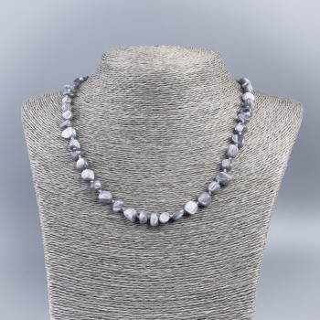 Natural mother-of-pearl necklace (tone) gray chip beads, 8 mm diameter, 50 cm length