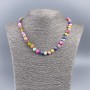 Natural Mother-of-Pearl Necklace (tone) Multicolor Round Faceted Beads, 8 mm Diameter, 48 cm Length