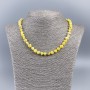 Natural mother-of-pearl necklace (lemon tone) round faceted beads, diameter 8 mm, length 48 cm