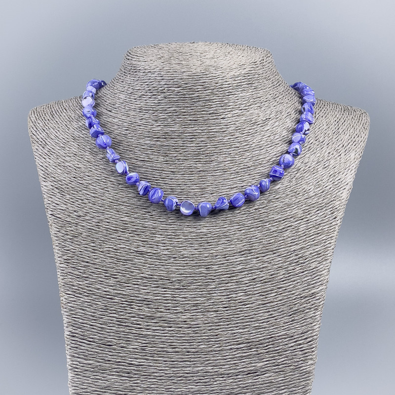 Natural Mother-of-Pearl Necklace (tone.) Lavender Round Bead, 8 mm diameter ±, length 48 cm ±