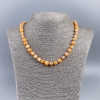 Orange natural mother-of-pearl necklace with round faceted beads, 8 mm diameter ±, 48 cm length ±