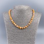 Orange natural mother-of-pearl necklace with round faceted beads, 8 mm diameter ±, 48 cm length ±