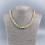 Natural mother-of-pearl necklace (latte tone) round lentil beads, 8 mm diameter, 48 cm length