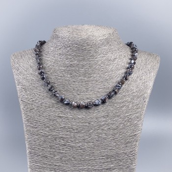 Natural Mother-of-Pearl Necklace in Mocha Tone, Round Beads, 8 mm Diameter, 48 cm Length
