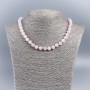 Rose Quartz Natural Stone Necklace with Smooth Beads, 8-9 mm diameter, 50 cm long