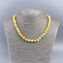 Necklace of natural mother-of-pearl (tone) white-yellow smooth bead, diameter 8 mm +-, length 50 cm +-