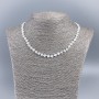 Necklace of natural white mother-of-pearl in a clover shape, bead diameter 6x5x2 mm, length 50 cm