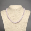 Natural Kunzite gemstone necklace with smooth round beads, 7.5 mm diameter, 45 cm long
