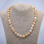 Necklace with natural beige mother-of-pearl, smooth bead, diameter 10 mm, length 45 cm