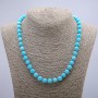 Aquamarine natural gemstone necklace - smooth bead, 6 mm diameter, 48 cm length +