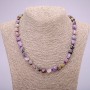 Charoite natural stone necklace with faceted beads, diameter 7x9(±)mm, length 48cm