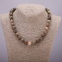 Natural Stone Picasso Jasper Necklace with Smooth Beads, 12 mm Diameter (±), 45 cm Length