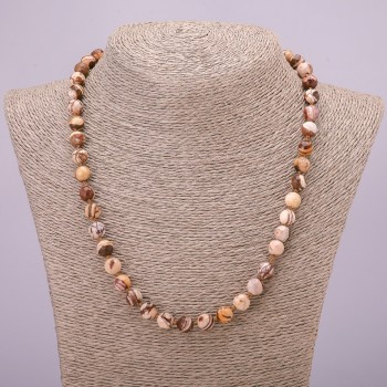 Jasper necklace with faceted round beads, diameter 8(±)mm, length 48 cm