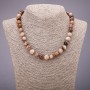 Natural Jasper gemstone necklace with smooth round beads, 10 mm diameter, 45 cm length