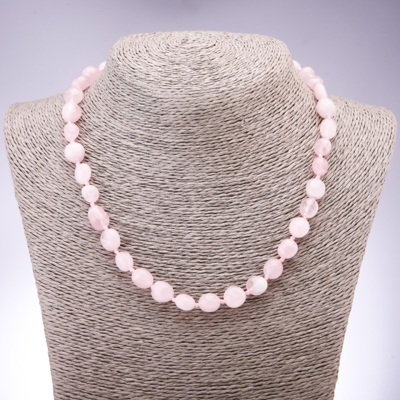 Natural Rose Quartz Faceted Necklace, 8-10 mm Diameter, 45 cm Length