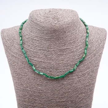 Necklace green mother-of-pearl 'tube' 8x4mm, length 45-50cm
