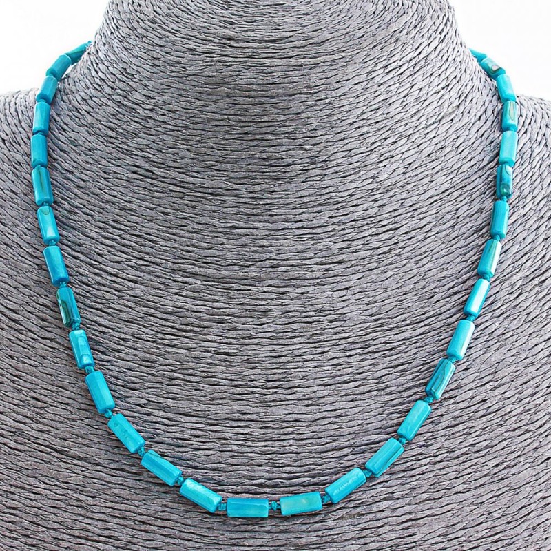 Blue mother-of-pearl 'tube' 8x4mm, length 45 cm