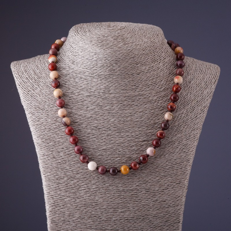 Mookaite Jasper Beaded Necklace, 45 cm long, 8 mm diameter