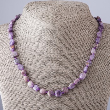 Charoite Stone Faceted Beads, length 48 cm, diameter 6–9 mm