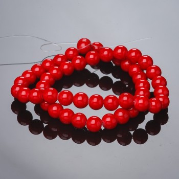 Pressed coral beads on fishing line, 8 mm diameter, 37 cm length