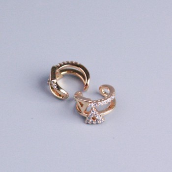 Sale! Double Ear Cuff Xuping 18K Gold Plating White Crystals Triangle 10x5mm +