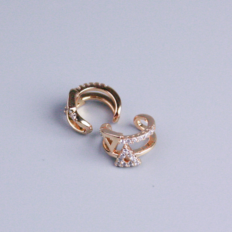 Sale! Double Ear Cuff Xuping 18K Gold Plating White Crystals Triangle 10x5mm +