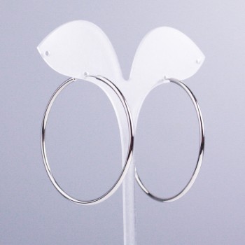 Xuping Rhodium Hoop Earrings, 2mm thick, 53mm diameter