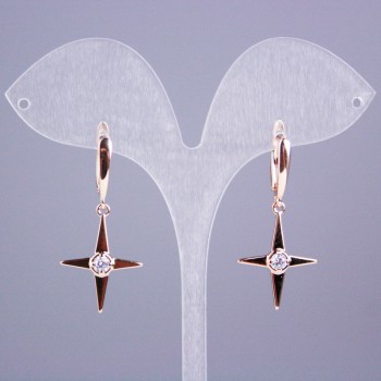 Earrings Xuping 18K Gold Plating with White Stones 'Star', length 38 mm+