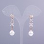 Xuping Stud Earrings with 18K Gold Plating, Long, 40 mm Length +/- with White Stones and Mallorca Pearl, 10 mm Diameter